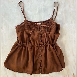 Vintage American Eagle Outfitters Y2K Brown Eyelet Camisole
